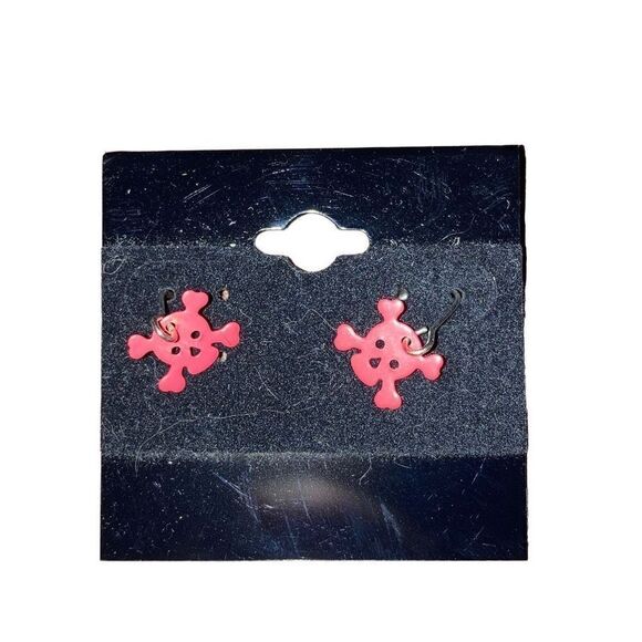 NWT Unbranded Red Skull Skeleton Mini Drop Dangle Earrings - Picture 2 of 4